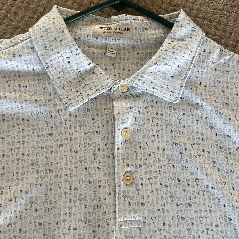 Peter Millar Light Blue Iconic Print Shirt